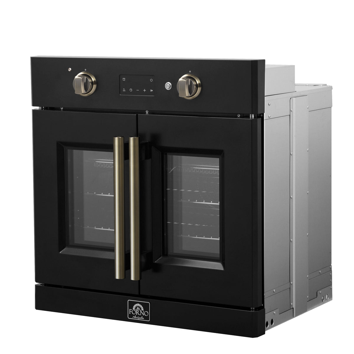 Forno Kitchen Appliance Package in black, wall oven right angle