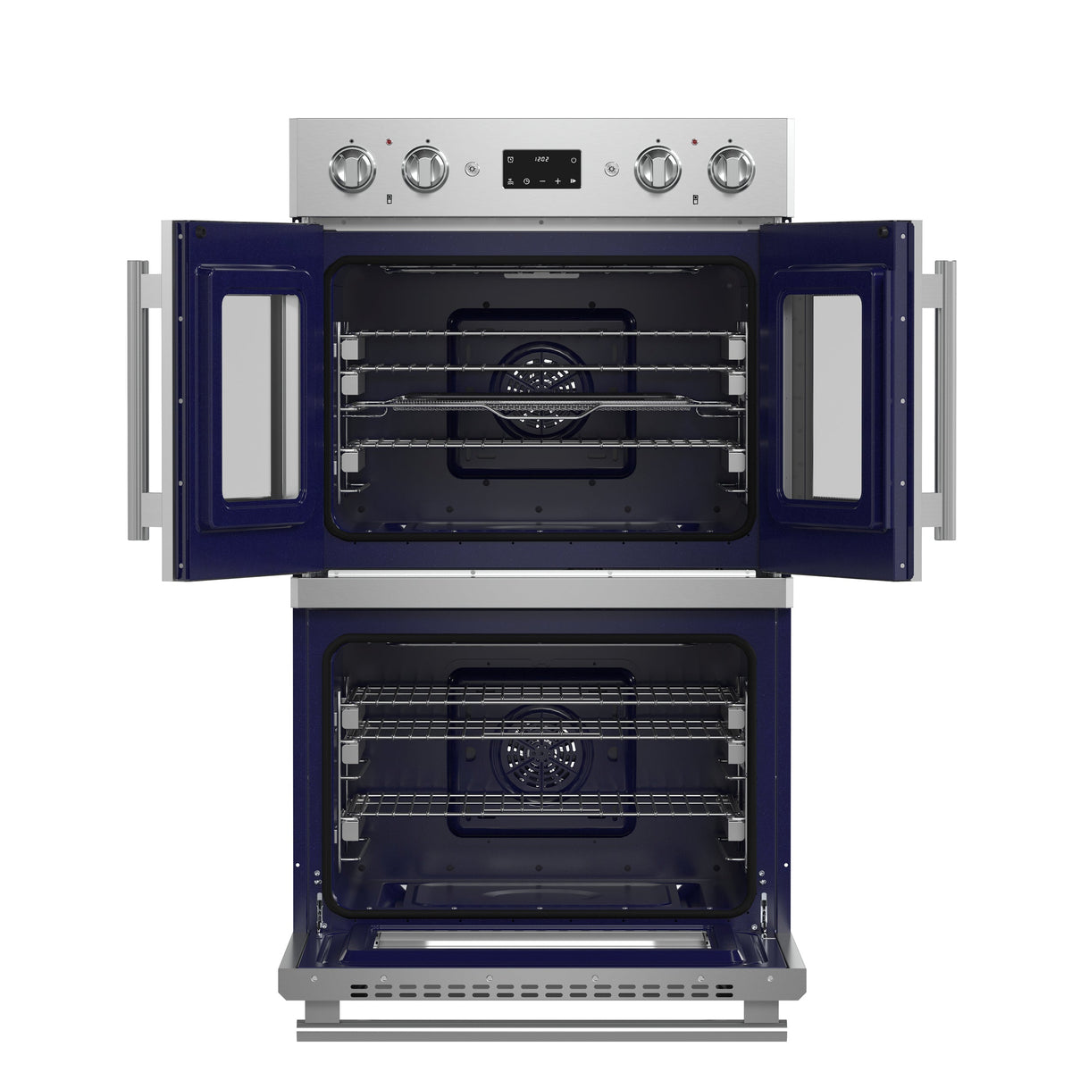 Forno Gallico 30-Inch Double Wall Oven in stainless steel, oven front open