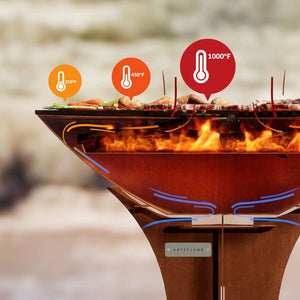 Arteflame replacement fire base with updated airflow design for improved combustion