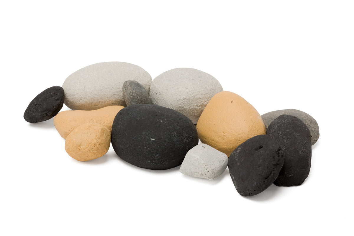 HHT STONES-NATURAL bag of twelve natural-look ceramic fireplace stones