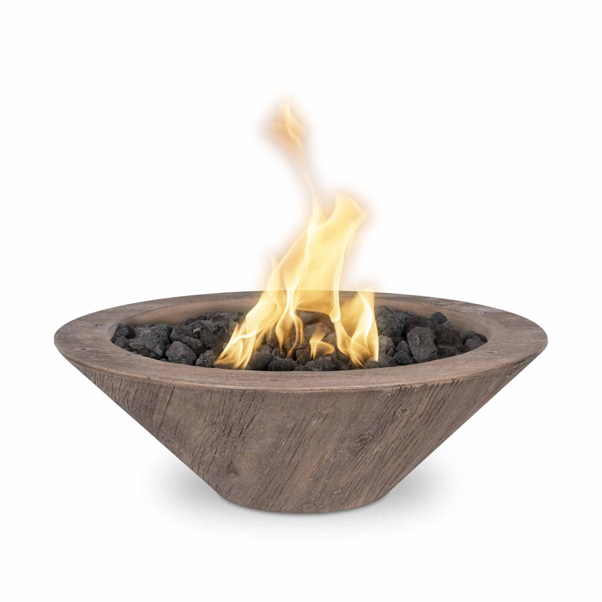 The Outdoor Plus Cazo Concrete Wood Grain Fire Bowl - Oak