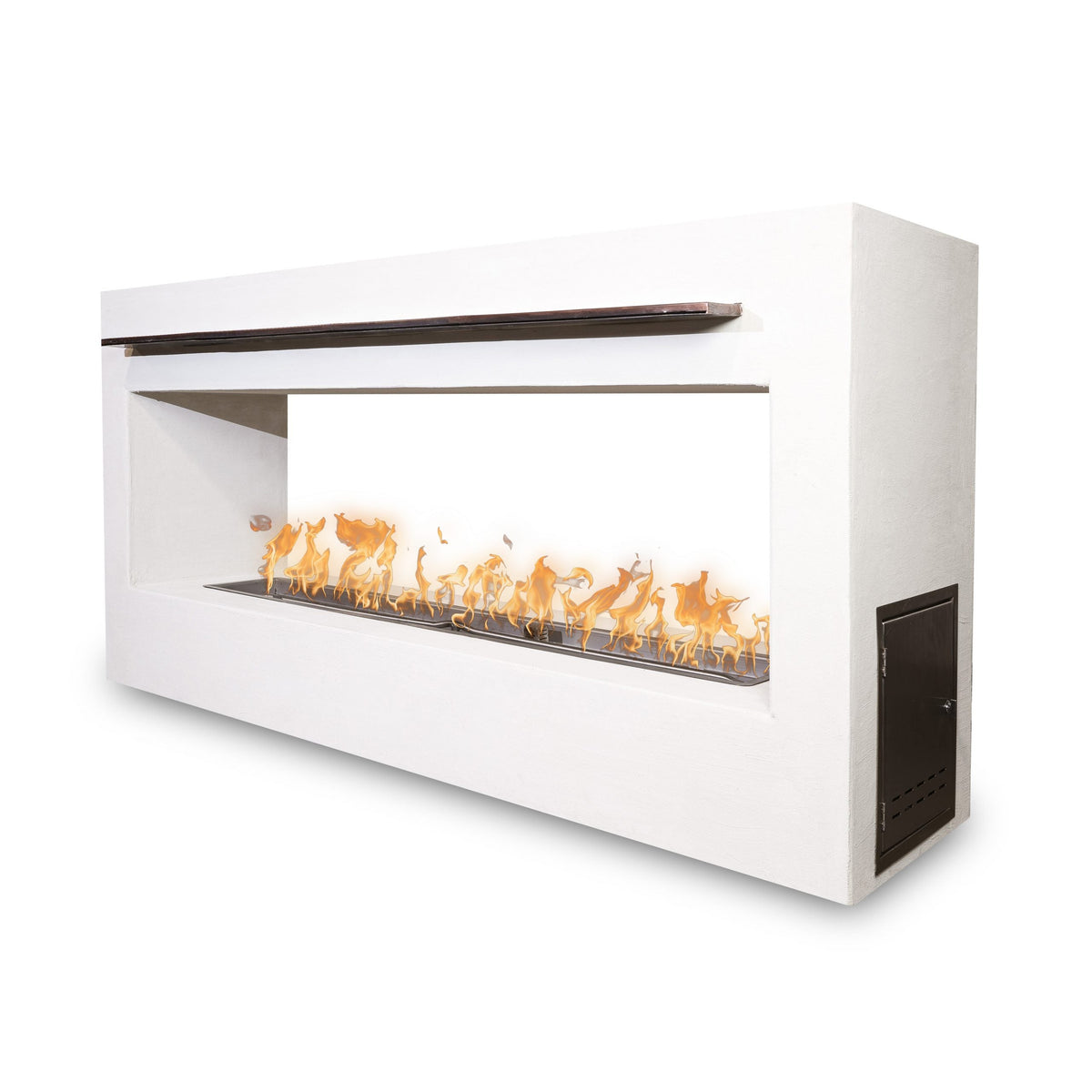 Manufacturer photograph of The Outdoor Plus Williams Ready to Finish with Scupper Outdoor Gas Fireplace