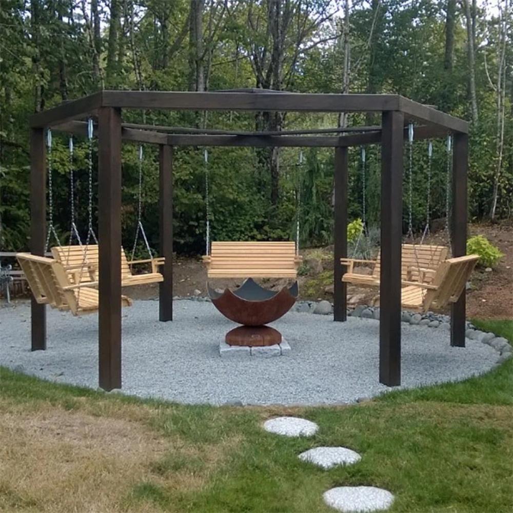 Ohio Flame Stellar fire bowl in a landscaped backyard setting