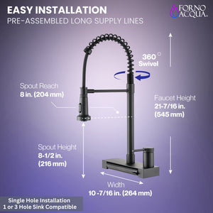 Forno ACQUA Kitchen Faucet FCWCMBKD1 – Black – 13. 20Kitchen 20Faucet FCWCMBKD1 Dimension ENG 260424