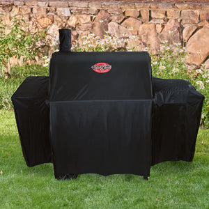 Char-Griller 1655 cover fitted on Smokin' Champ grill and smoker