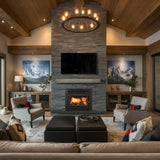 Majestic Pioneer II rectangular wood fireplace with mantel shelf