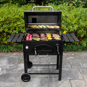 Char-Griller Traditional E2197 charcoal barrel grill lifestyle view