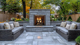 Majestic Castlewood 42 outdoor wood-burning fireplace with brown traditional refractory
