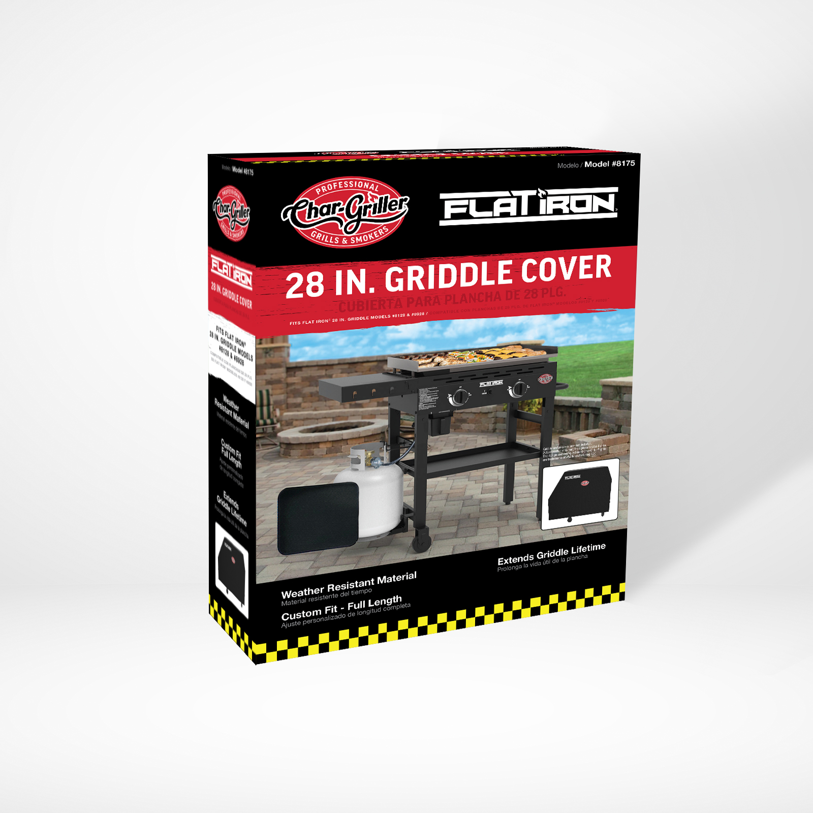 Char-Griller 8175 Flat Iron griddle cover retail box front