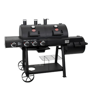 Char-Griller Texas Trio 3070 dual-fuel grill angled view
