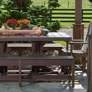 Luxcraft Four-by-six-foot rectangular table in an outdoor dining arrangement