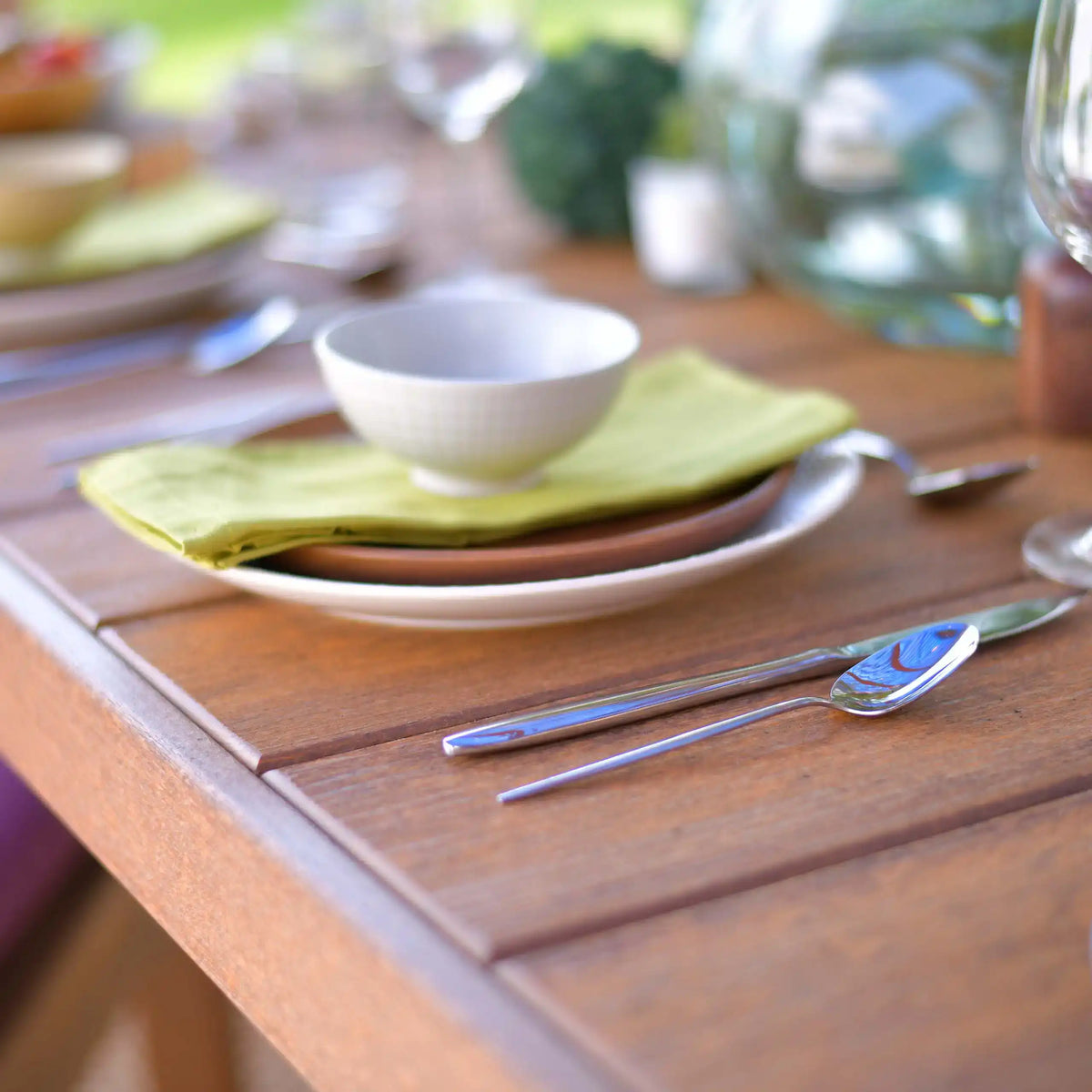 Luxcraft Rectangular table tabletop detail with a place setting