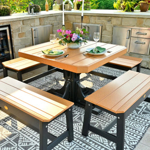 Luxcraft 41-inch square table in a patio dining arrangement