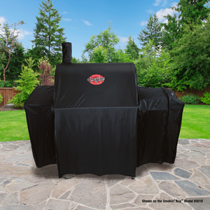 Char-Griller 5533 cover fitted with expanded side section