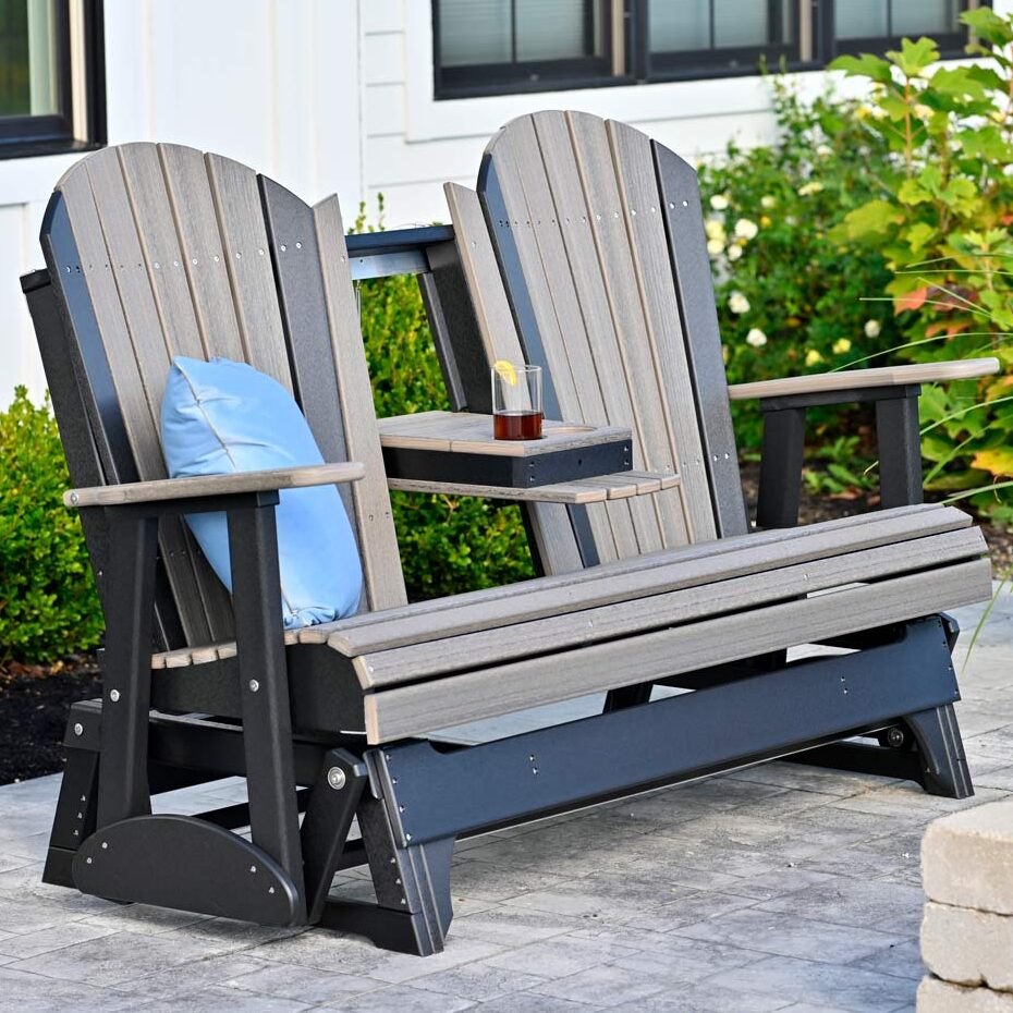 Luxcraft Five-foot Adirondack glider with center console lowered