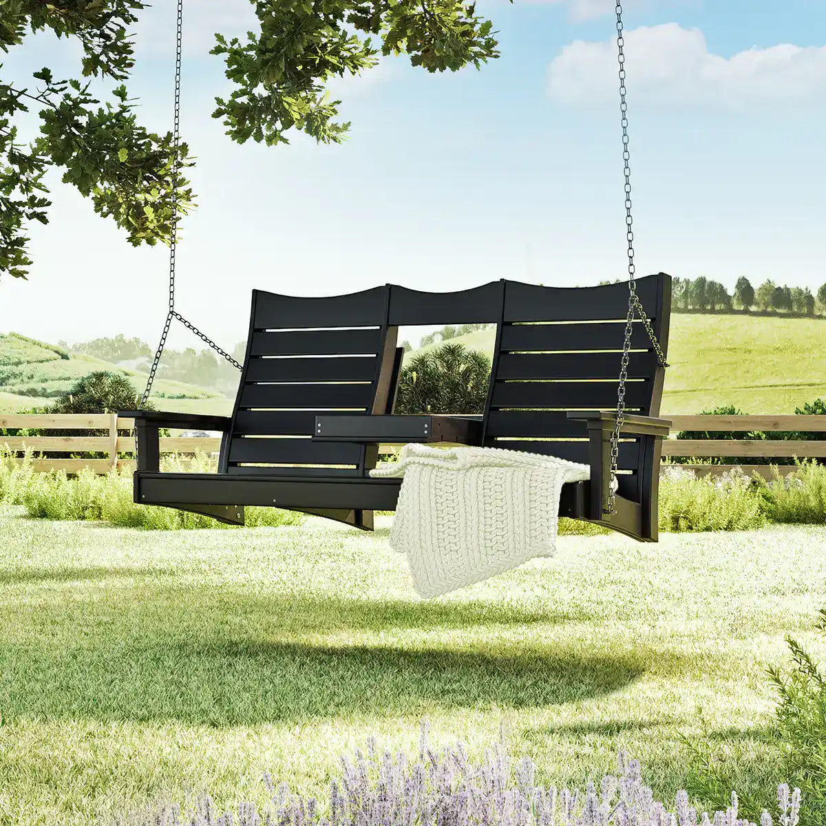 Luxcraft Five-foot Contour swing hanging outdoors