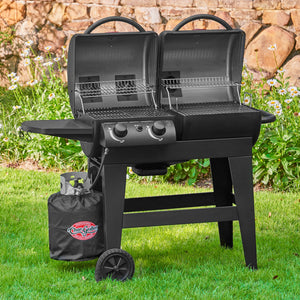 Char-Griller Dual Function E5030 open gas and charcoal cooking chambers