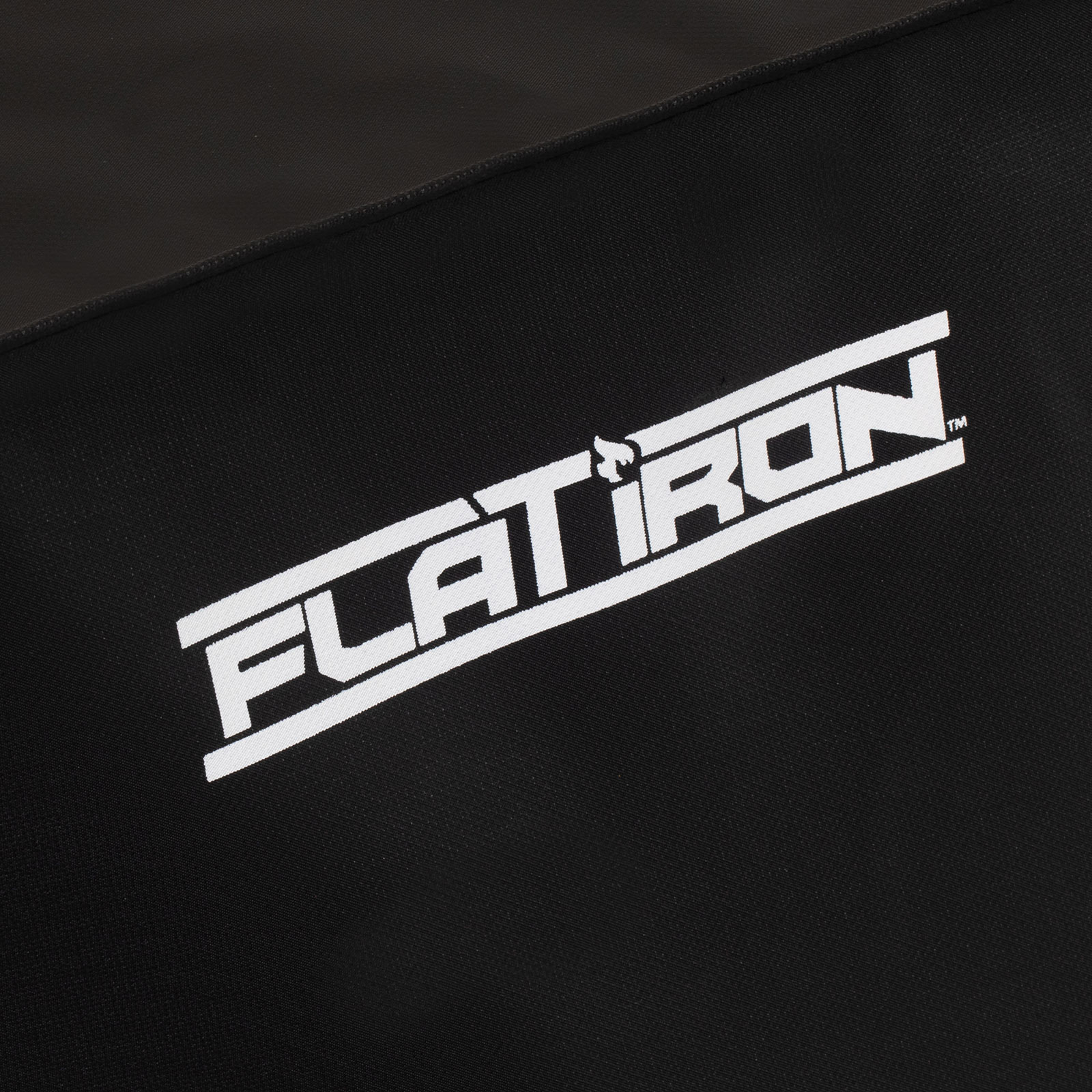 Flat Iron logo detail on Char-Griller 8175 griddle cover