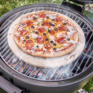 Char-Griller 6202 pizza stone installed in an AKORN kamado grill