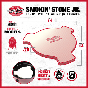 Char-Griller 6211 AKORN Jr. Smokin' Stone size comparison chart