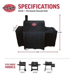 Char-Griller 5533 universal cover dimensions in expanded configuration