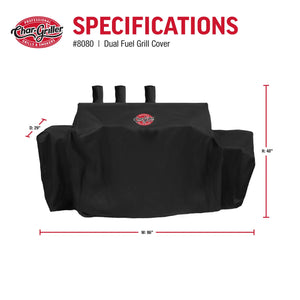 Char-Griller 8080 dual fuel grill cover dimensions chart