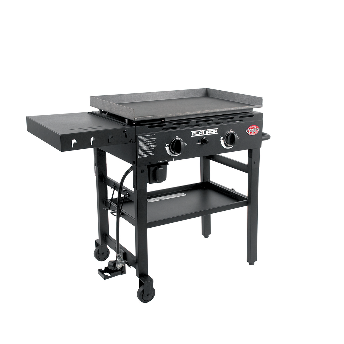 Char-Griller Flat Iron 8128 2-burner griddle left-angle view