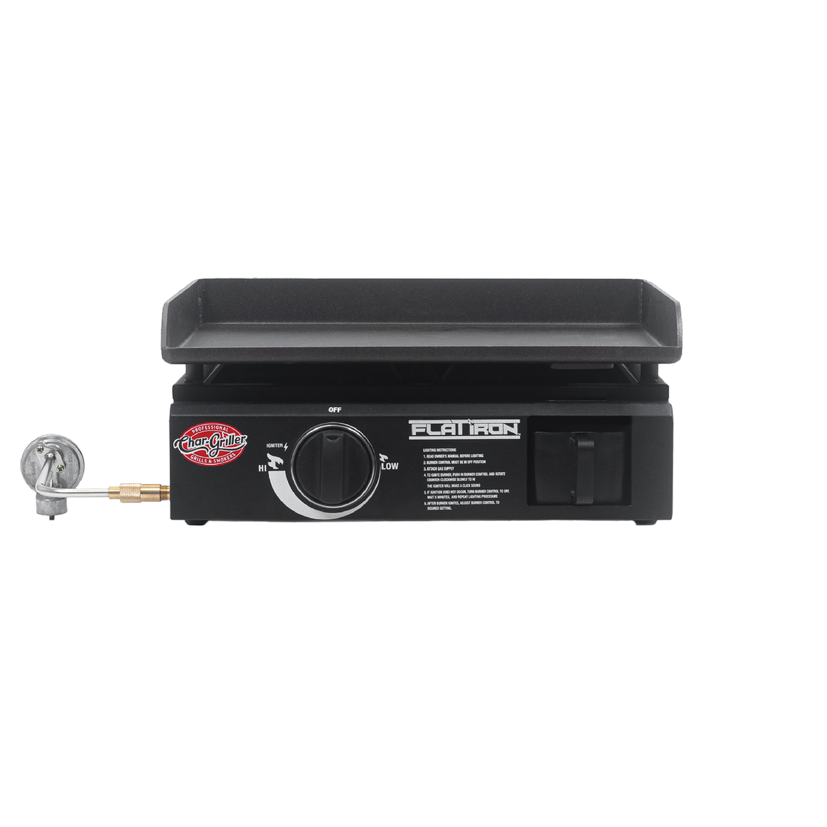 Char-Griller Flat Iron E8217 portable 17-inch gas griddle front view