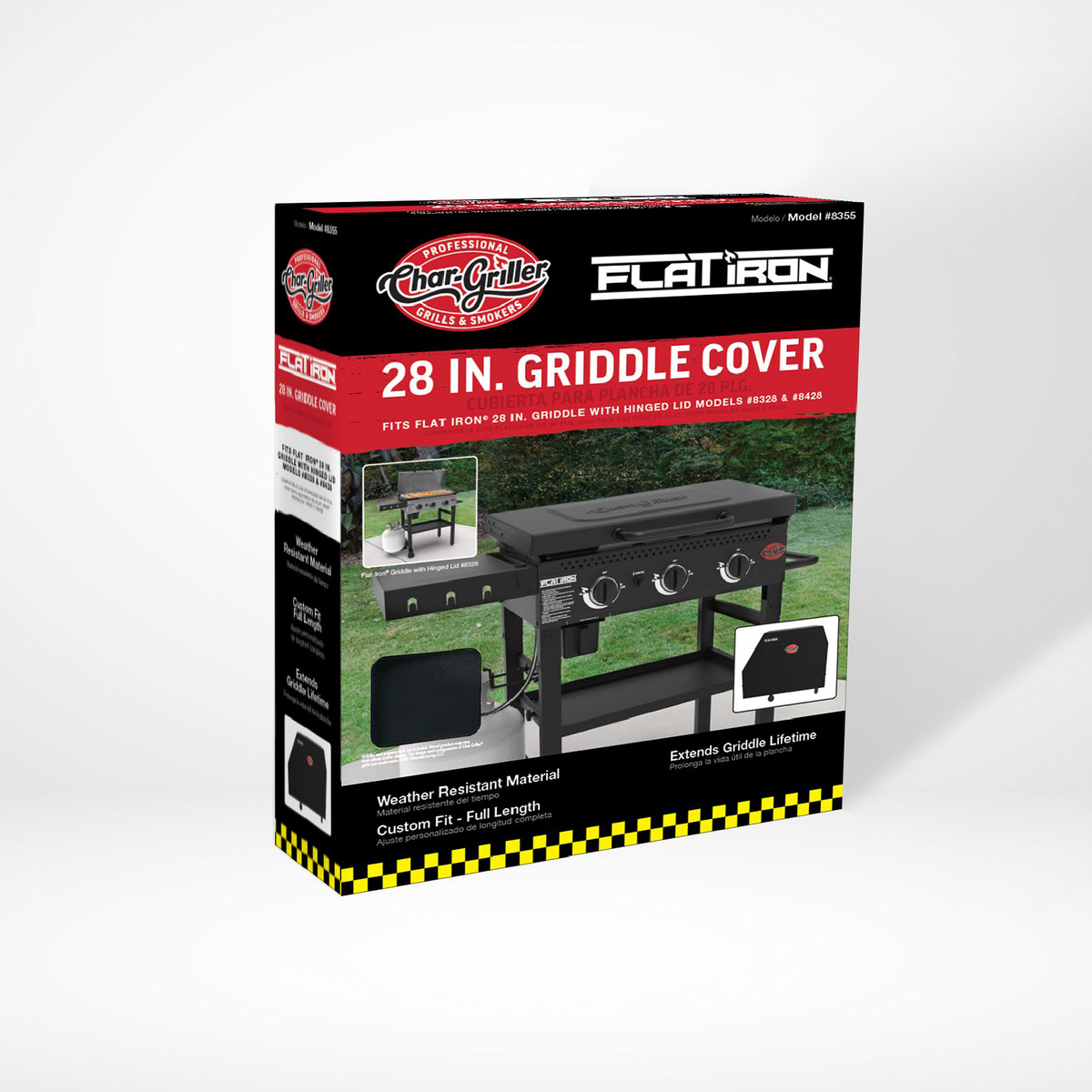 Char-Griller 8355 Flat Iron griddle cover retail carton