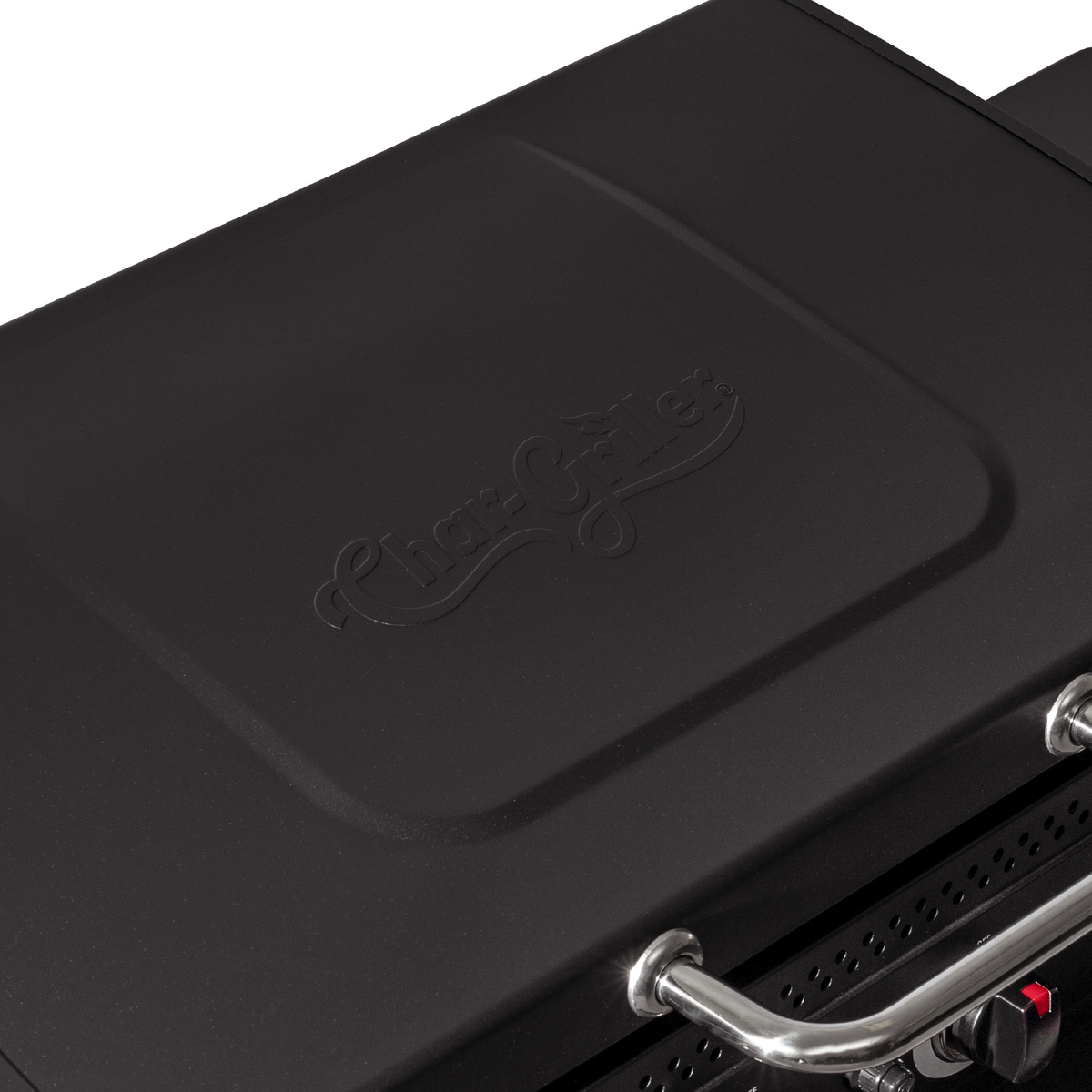 Char-Griller Flat Iron 8536 hinged griddle lid detail