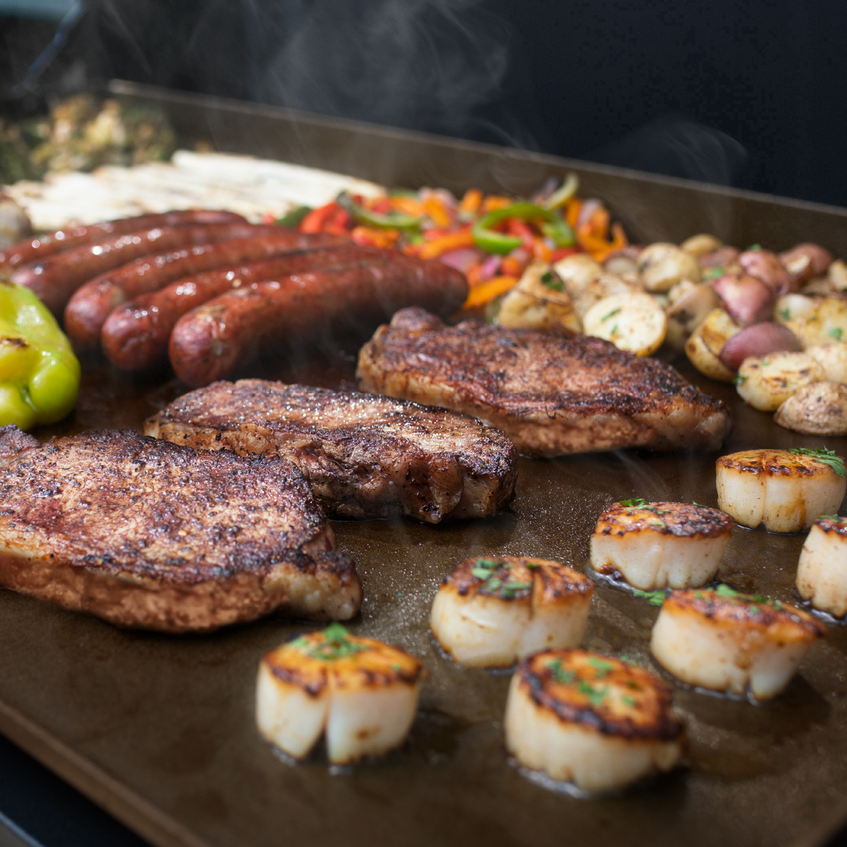 Char-Griller Flat Iron 8536 griddle cooking dinner