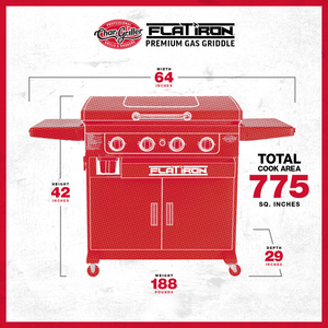 Char-Griller Flat Iron 8536 size and dimensions chart