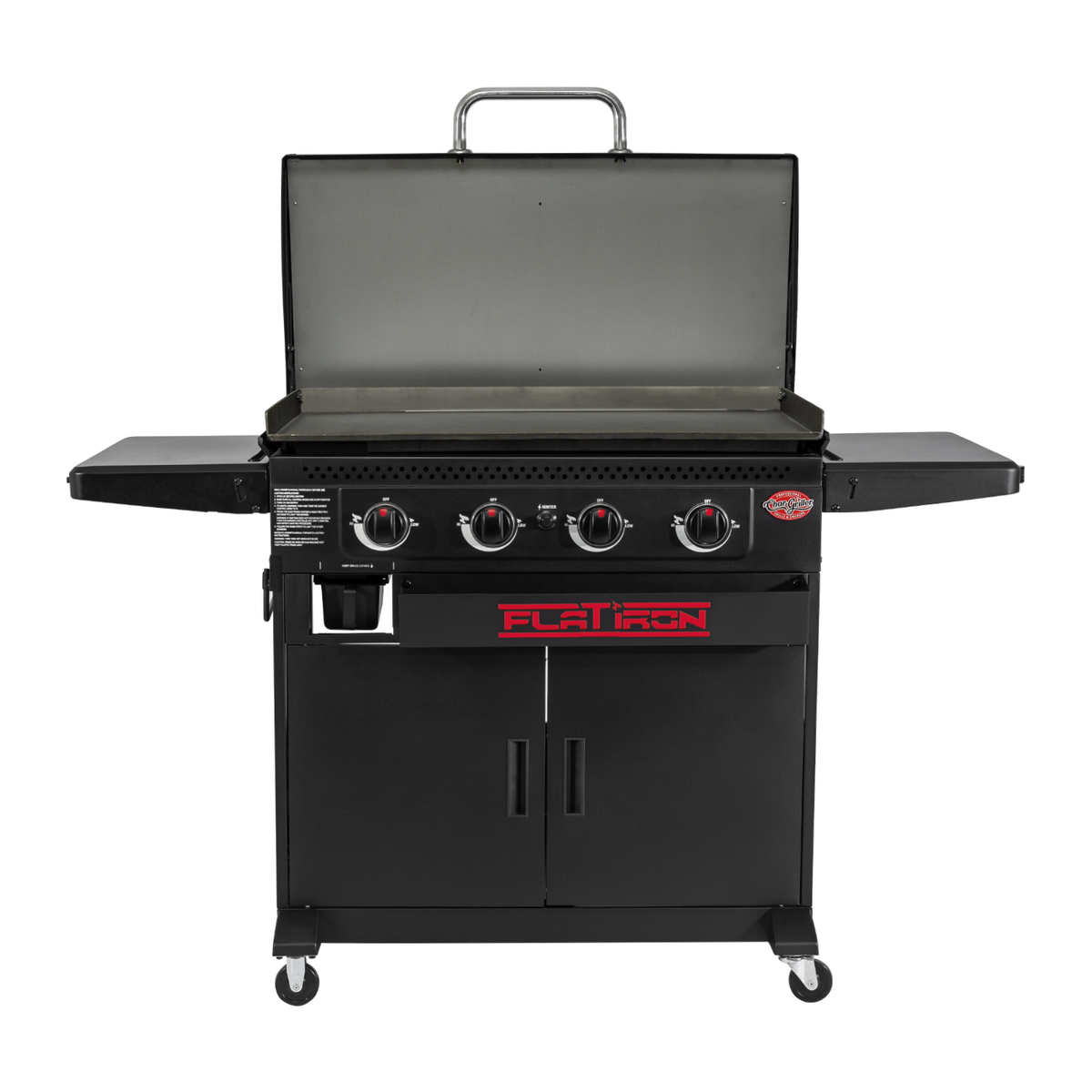 Char-Griller Flat Iron 8536 premium 4-burner gas griddle front view