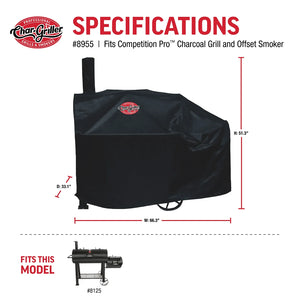 Char-Griller 8955 Competition Pro grill cover dimensions chart