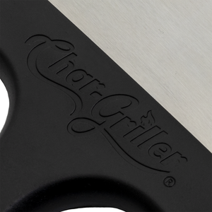 Char-Griller 8977 Flat Iron griddle scraper logo detail