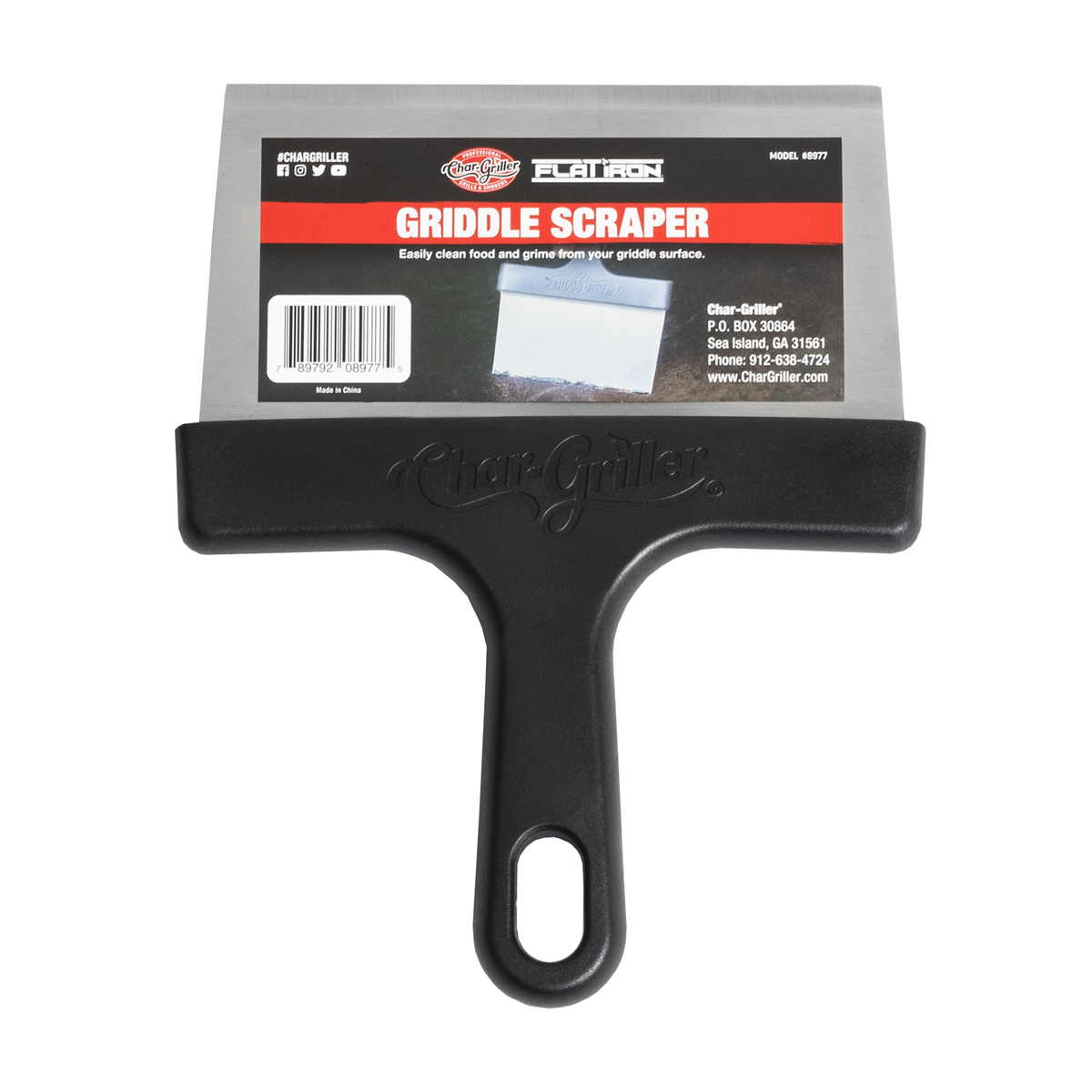 Char-Griller 8977 Flat Iron griddle scraper packaging