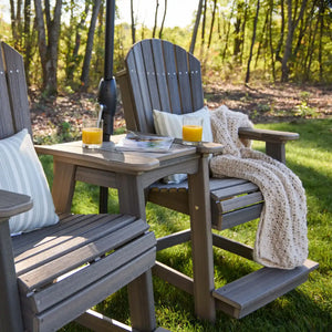 Luxcraft Adirondack Balcony Chair and elevated table outdoors