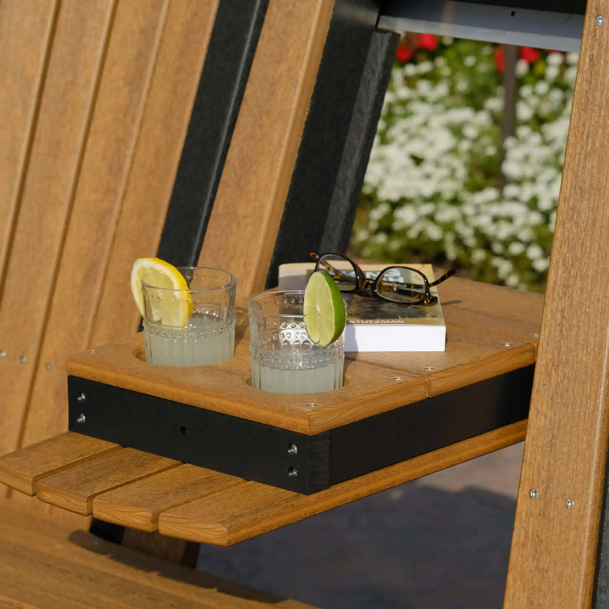 Luxcraft Five-foot Adirondack glider center console detail