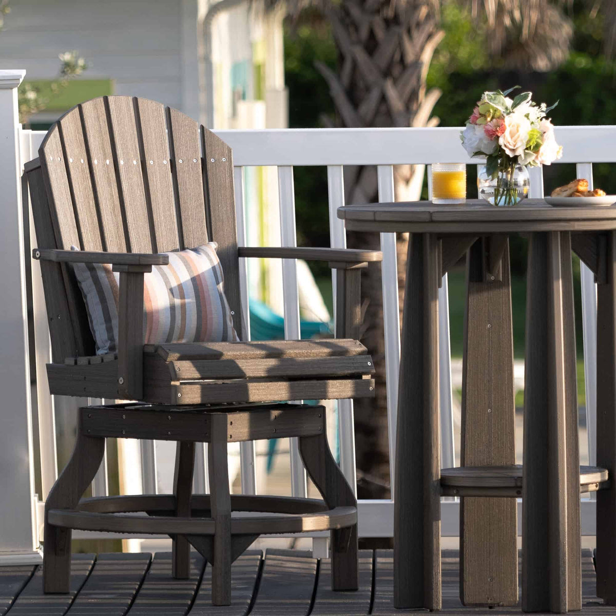 Luxcraft Adirondack swivel chair shown in an elevated configuration