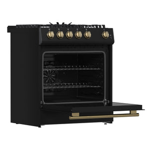 Forno Leonardo 30-Inch Gas Range FFSGS1116-30 – Black – Appliances FFSGS1116 30BLK 2024 11 Angle Open