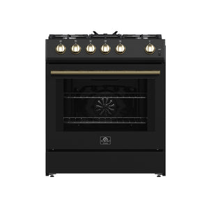 Forno Leonardo 30-Inch Gas Range FFSGS1116-30 – Black – Appliances FFSGS1116 30BLK 2024 11 Front