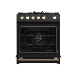 Forno Leonardo 30-Inch Gas Range FFSGS1116-30 – Black – Appliances FFSGS1116 30BLK 2024 11 Front Open