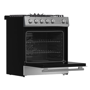 Forno Leonardo 30-Inch Gas Range FFSGS1116-30 – Stainless Steel – Appliances FFSGS1116 30S 2024 11 Angle Open