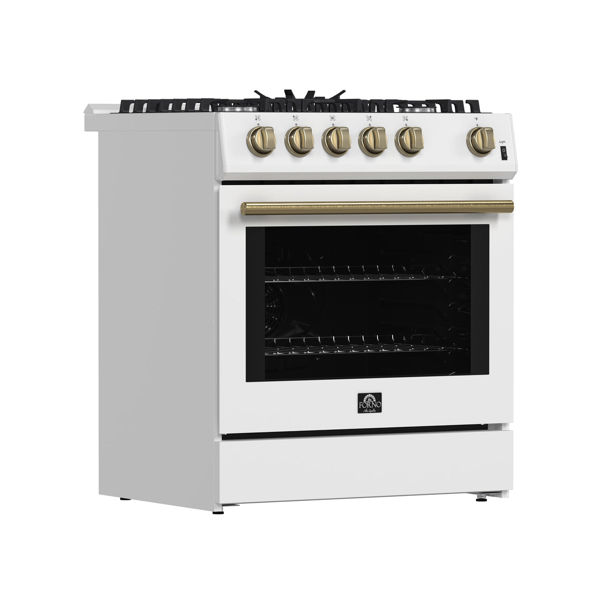 Forno Leonardo 30-Inch Gas Range FFSGS1116-30 – White – Appliances FFSGS1116 30WHT 2024 11 Angle