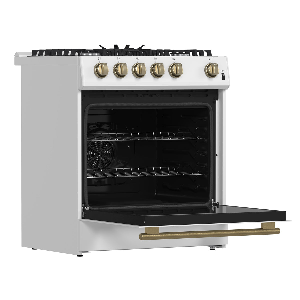 Forno Leonardo 30-Inch Gas Range FFSGS1116-30 – White – Appliances FFSGS1116 30WHT 2024 11 Angle Open