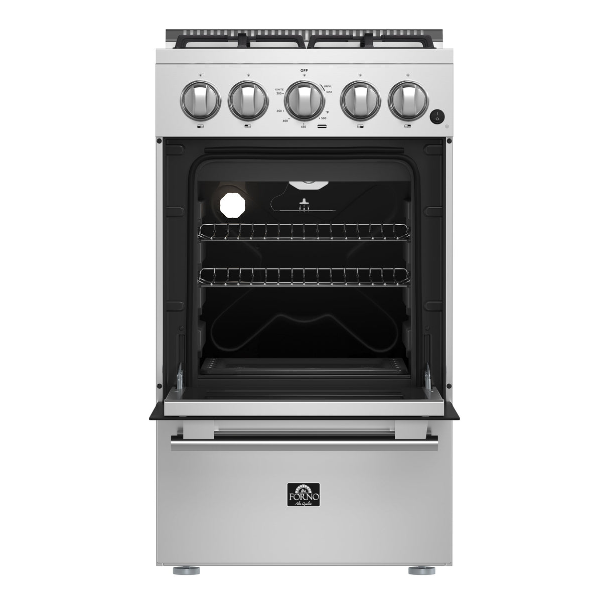 Forno Lamazze 20-Inch Gas Range FFSGS6265-20 – Stainless Steel – Appliances FFSGS6265 20 2024 11 Front Open