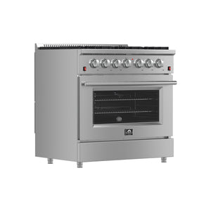 Forno Galiano 36-Inch Gas Range FFSGS6244-36 – Stainless Steel – Applianes FFSGS6244 36 2025 01 Angle