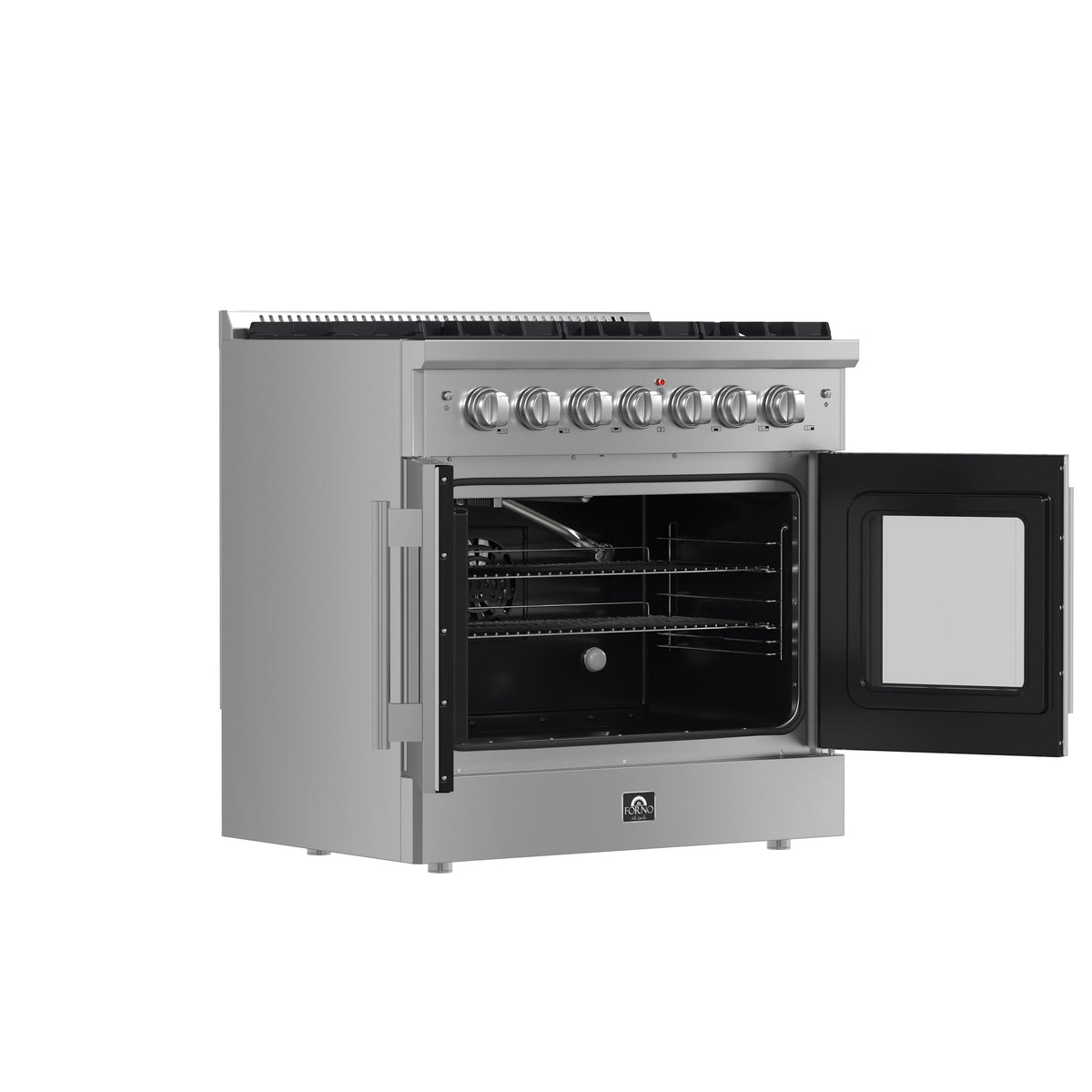 Forno Galiano 36-Inch Gas Range FFSGS6444-36 – Stainless Steel – Applianes FFSGS6444 36 2025 01 Angle Open