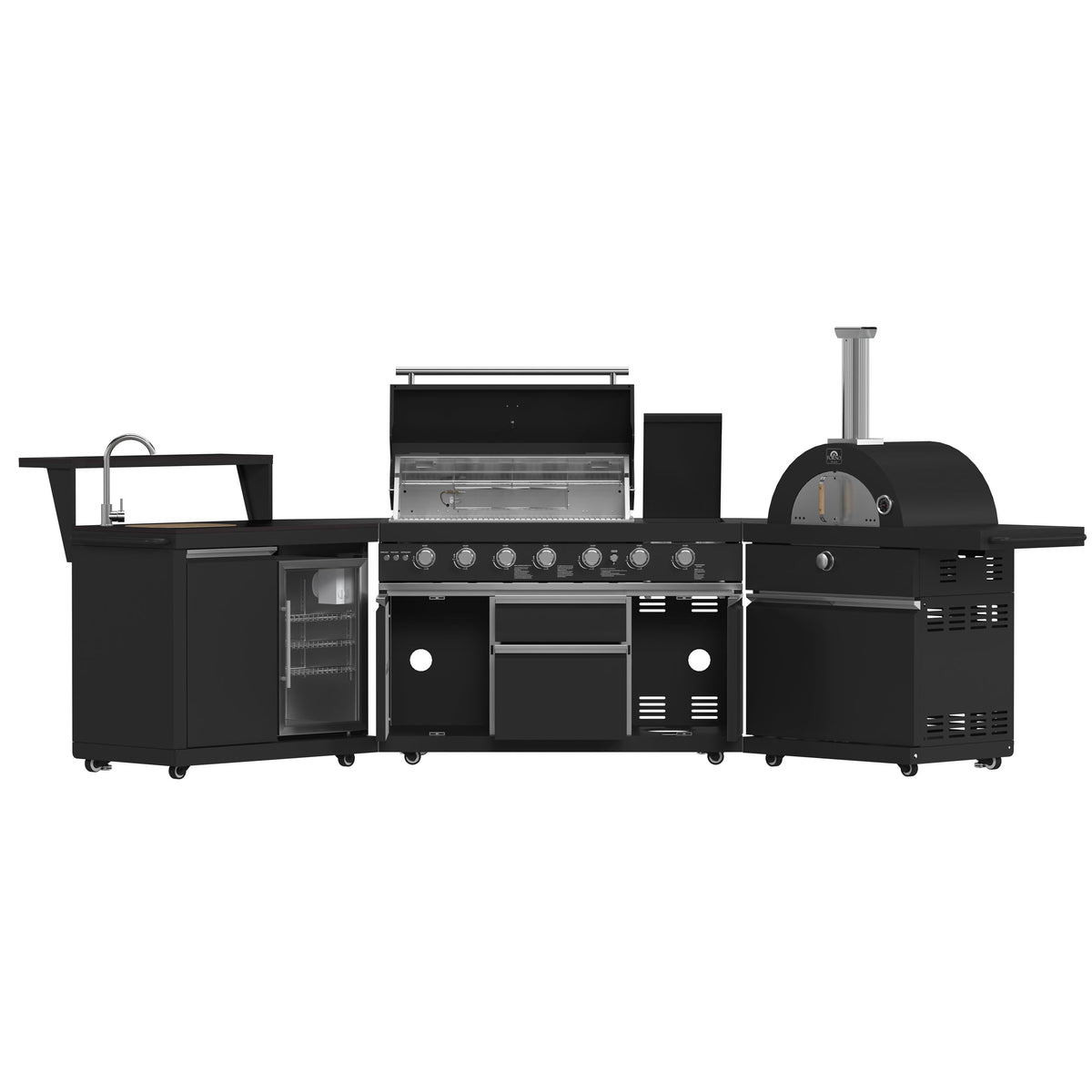 Forno Aperto Outdoor Kitchen Set FODKT2551BLK – Black – BBQ FODKT2551BLK 2024 11 Front Open