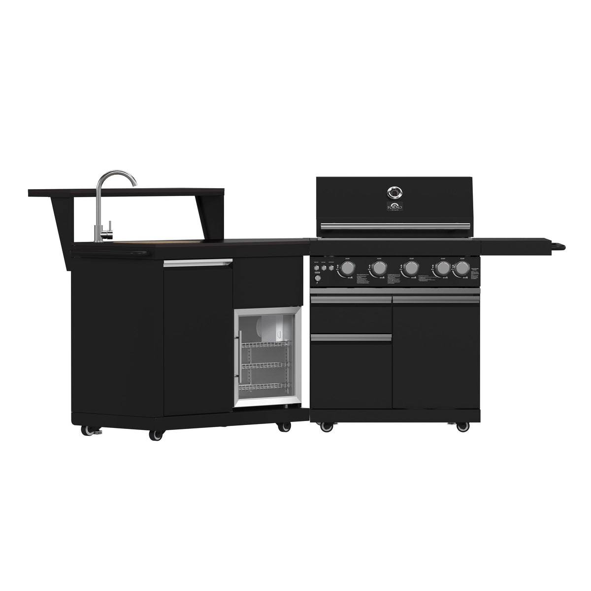 Forno Aperto Outdoor Kitchen Set FODKT2582BLK – Black – BBQ FODKT2582BLK 2024 11 Front Lights OFF